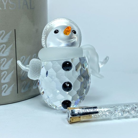 Swarovski Glass Crystal Snowman Retired 250229 w/snow crystal Original box Mint